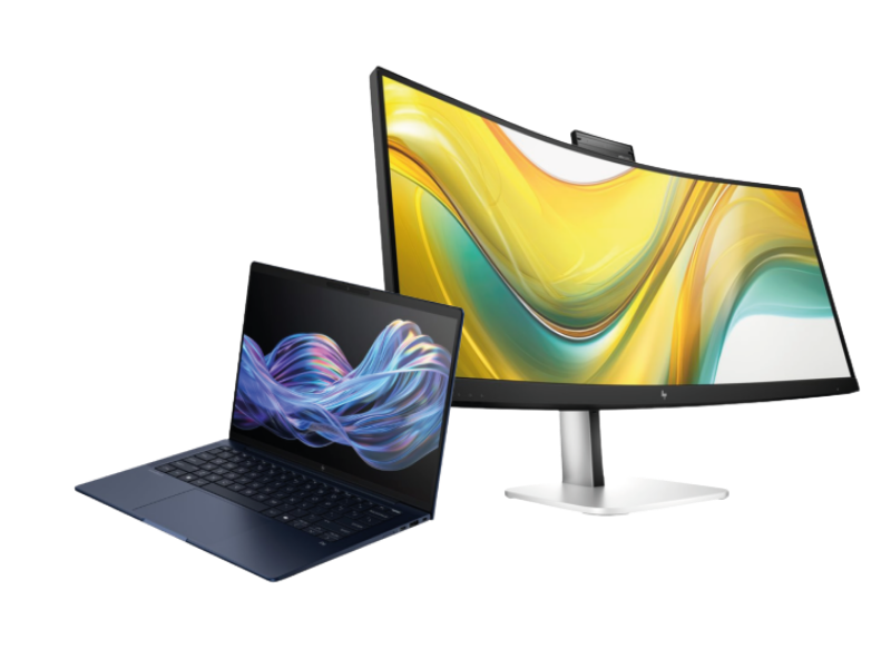 Business-Hardware von HP wie EliteBooks, EliteDesktops und Curved-Monitore