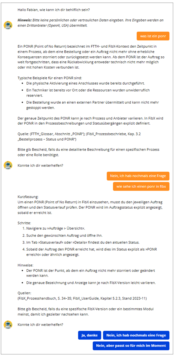 Fibby, der intelligente Chatbot in FibX