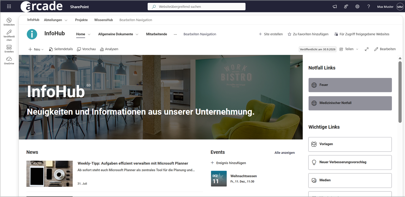 Intranet auf Microsoft SharePoint InfoHub