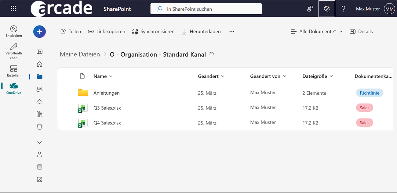 Struktur und Zugriffsrechte auf Microsoft SharePoint