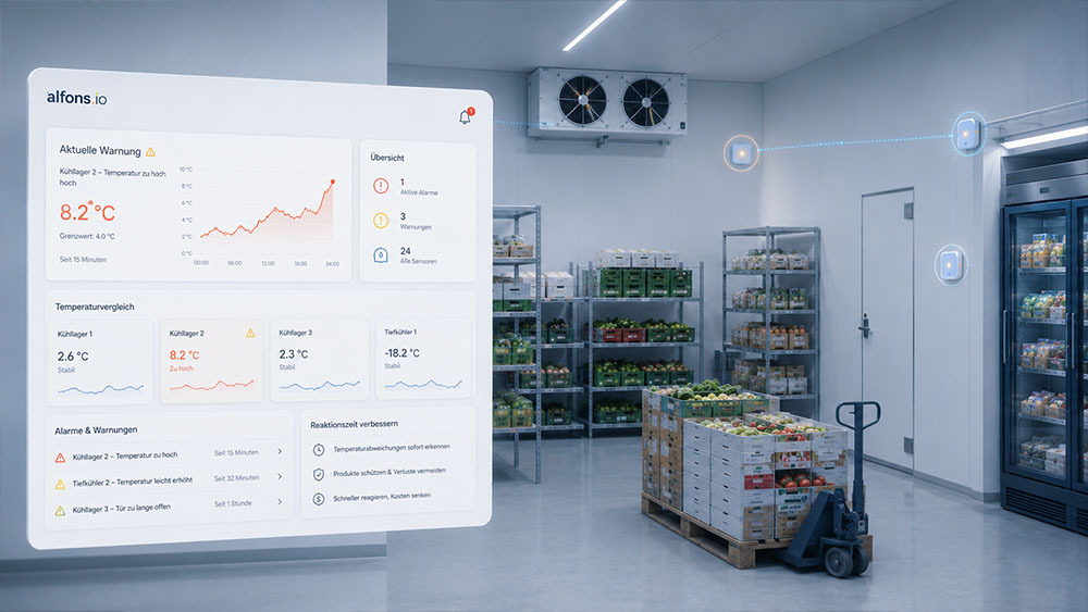 IoT im Food Retail: Sensoren messen und überwachen die Kühltemperatur