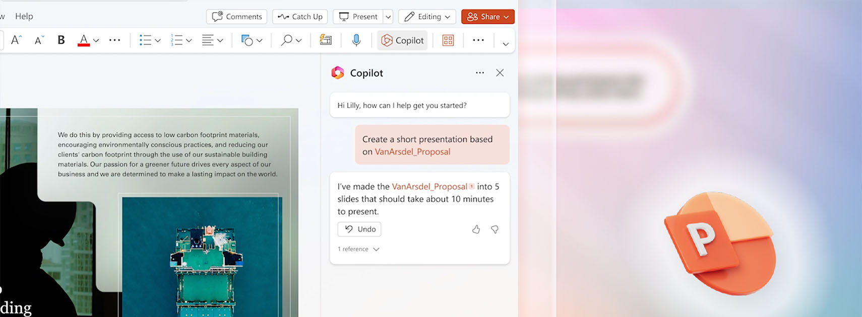 Microsoft 365 Copilot Starterkit: Unterstützung durch Copilot in Microsoft Powerpoint